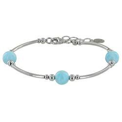 LES POULETTES BIJOUX - Tubes Silber Armband DREI Perlen von Larimar von LES POULETTES BIJOUX