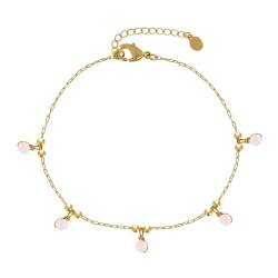 LES POULETTES BIJOUX - Vergoldet Armband 5 Facettierten Rosenquarz Perlen von LES POULETTES BIJOUX