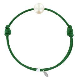 LES POULETTES BIJOUX - Weißen Zuchtperle Link Armband 8-9 mm - Classics - Grün von LES POULETTES BIJOUX