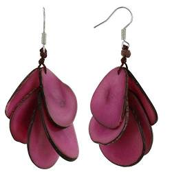 Schmuck Les Poulettes - Ohrringe Cluster von Blütenblätter Tagua - Fuchsia von LES POULETTES JEWELS