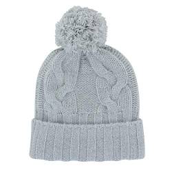 LES POULETTES -100% Cashmere Ski Cap 12 Abnehmbare Pompon Drähte - Classics - Hellgrau von LES POULETTES