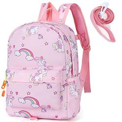 LESNIC Kinderrucksack Klein Kleinkind Junge Kindergarten Rucksack Einhorn mit Anti-verloren Leine Baby Jungen und Mädchen 1-6 Jährige (Rosa) von LESNIC