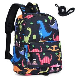 LESNIC Kinderrucksack Klein Kleinkind Junge Kindergarten Rucksack Einhorn mit Anti-verloren Leine Baby Jungen und Mädchen 3-6 Jährige (black) von LESNIC