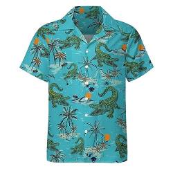 LESOCUSTOM Herren Alligatoren Hawaii-Hemden, lässiges Hemd mit Knopfleiste, Kurzarm, Aloha, lustige Kleidung mit Knopfleiste für Herren, krokodil, L von LESOCUSTOM