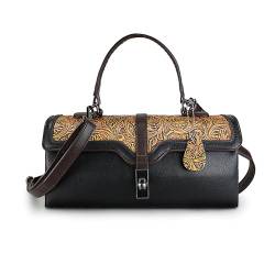 LETEULO Modische PU-Leder Damen Handtasche mit großer Kapazität und abnehmbarem Schultergurt Elegant und vielseitig einsetzbar Schwarz von LETEULO