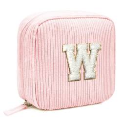 Kleine Make-up-Tasche mit Initialbuchstaben, adretter Patch, Cord, Make-up-Tasche, Chenille-Buchstabe A-Z, Reise-Kulturbeutel, niedlicher Reißverschluss, Geldbörse für Damen und Herren, von LETGO