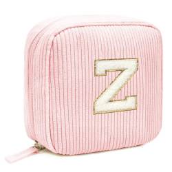 Kleine Make-up-Tasche mit Initialbuchstaben, adretter Patch, Cord, Make-up-Tasche, Chenille-Buchstabe A-Z, Reise-Kulturbeutel, niedlicher Reißverschluss, Geldbörse für Damen und Herren, von LETGO