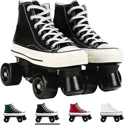 Rollschuhe Mit 4 Rollen Canvas Schlittschuhe Roller Skates Mit Zweireihigem Rad High Top Sneaker Style Damen Und Kinder Und Erwachsene A,38 von LETIAN