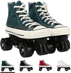 Rollschuhe Mit 4 Rollen Canvas Schlittschuhe Roller Skates Mit Zweireihigem Rad High Top Sneaker Style Damen Und Kinder Und Erwachsene C,38 von LETIAN