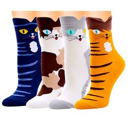 LETO Lustige Bunte Socken Damen Baumwolle Socken Karikatur Tier Niedlich Katze cats hund Socken Weihnachten Geschenk für Frauen Mädchen von LETO