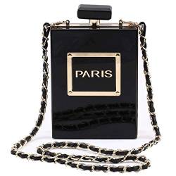 LETODE Frauen Acryl Tasche Schwarz Paris Parfüm Form Abendtaschen Geldbörsen Kupplung Vintage Bankett Handtasche Transparent (5046-3Schwarz) von LETODE