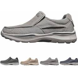 Deklan Walking Shoes for Men,Men's Slip on Canvas Shoes Comfortable,Leisure Vintage Flat Orthopedic Shoes (Gray, Erwachsene, Herren, 44, Numerisch, EU Schuhgrößensystem, M) von LETROBBV