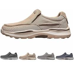 Deklan Walking Shoes for Men,Men's Slip on Canvas Shoes Comfortable,Leisure Vintage Flat Orthopedic Shoes (Khaki, Erwachsene, Herren, 40, Numerisch, EU Schuhgrößensystem, M) von LETROBBV