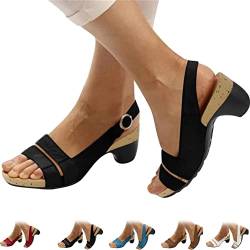 LEVDRO Grishay Sandals Womens, Summer Women's Comfy Fish Mouth Casual Orthotic Sandals, Women's Comfy Non-slip Orthotic Sandals (Black,38) von LEVDRO