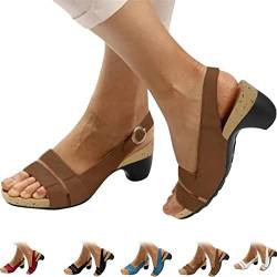 LEVDRO Grishay Sandals Womens, Summer Women's Comfy Fish Mouth Casual Orthotic Sandals, Women's Comfy Non-slip Orthotic Sandals (Brown,36) von LEVDRO