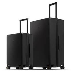 LEVEL8 Handgepäck Koffer, Leichtgewicht aus 100% Polycarbonat,Koffer Trolleys Hartschalen,Trolley Case Elegance Micro-Diamond Textured Design 8 Spinner Größe (Schwarz, 40L+105L) von LEVEL8