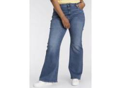 Bootcut-Jeans LEVI'S PLUS "726 PL HR FLARE" Gr. 18 (48), Länge 30, blau (mid blue denim wash) Damen Jeans Bootcut von LEVI'S® PLUS