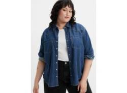 Jeansbluse LEVI'S PLUS "Teodora Western" Gr. XXL (46), blau (dark blue) Damen Blusen langarm von LEVI'S® PLUS