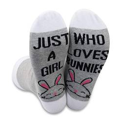 2 Paar Socken mit Hasen-Motiv, Tierliebhaber, Geschenk mit Aufschrift „Just A Girl Who Loves Bunnies“ - - Large von LEVLO