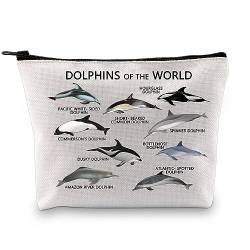 Delphin of the World Kosmetiktasche mit Delfin-Motiv, Geschenk für Delfinliebhaber, Delfin-Motiv, Kosmetiktasche, Meerestierliebhaber, Reißverschlusstasche, Delfine der Welt Ku, modisch von LEVLO