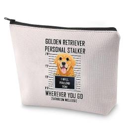 Golden Retriever Kosmetiktasche Golden Retriever Persönliche Stalker Make-up-Tasche Geschenk für Hundeliebhaber, Golden Retriever von LEVLO