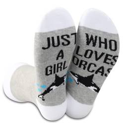 LEVLO 2 Paar Affensocken, Affenliebhaber, Geschenk, Just A Girl Who Loves Monkeys Neuheit Socken für Frauen Mädchen, Wer liebt Orcas, Large von LEVLO