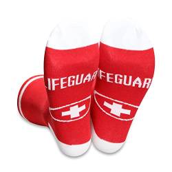 LEVLO 2 Paar Rettungsschwimmer rote Socken Rettungsschwimmer Geschenk Rettungsschwimmer Uniform Socken, Rettungsschwimmer Socken, L von LEVLO