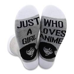 LEVLO Anime Socken Anime Lover Geschenk Just A Girl Who Loves Anime Socken Anime Fans Geschenk Süße Anime Serie Socken von LEVLO