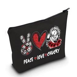 LEVLO Horrible Movie Kosmetiktasche Make-up-Tasche Film-Fans Geschenke Peace Love Movie Make-up Reißverschluss Tasche für Horror Film Liebhaber, Peace Chucky Black, Kosmetiktasche von LEVLO