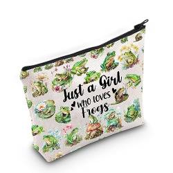 LEVLO Kosmetiktasche mit lustigem Frosch, Geschenk für Tierliebhaber, Geschenk für Mädchen und Mädchen, die Frösche liebt, mit Reißverschluss, Geschenk für Frauen und Mädchen, Frosch, Make-up-Tasche von LEVLO