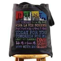 LEVLO Rent Musical Canvas Tragetasche Geschenk für Roger und Mimi Fans Geschenk Broadway Rent Inspired Merch, R E N T Tragetasche von LEVLO