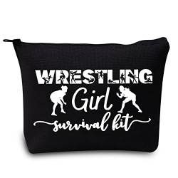 LEVLO Wrestling Girl Kosmetiktasche Make-up-Tasche Wrestler Geschenk Wrestling Girl Survival Kit Make-up Reißverschluss Tasche für Frauen Mädchen, Wrestling Girl, Schwarz, Kosmetiktasche von LEVLO