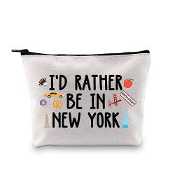 New York City Make-up-Tasche NYC Souvenir Geschenke New York Thema Mädchen Reise Geschenk Urlaub Reisetasche I'd Rather Be in New York Kosmetiktasche, Lieber in New York Ku, modisch von LEVLO