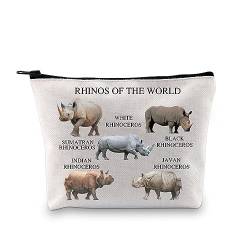 Rhinos of the World Nashorn Gifts Spirit Animal Nashorn Make-up-Tasche Nashorn Liebhaber Geschenke Nashorn Kosmetiktasche Reißverschlusstasche, Nashörner der Welt Ku, modisch von LEVLO