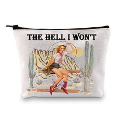 The Hell I Won't Cowgirl Gifts Kosmetiktasche Western Country Girl Geschenk Reißverschluss Tasche Rodeo Vintage Make-up-Tasche, Die Hölle werde ich nicht Ku, modisch von LEVLO