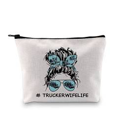 Trucker Frau Leben Make-up Tasche Trucker Fahrer Frau Geschenk Lustige LKW Fahrer Freundin Mama Kosmetiktasche, # Truckerwifelife Ku, modisch von LEVLO