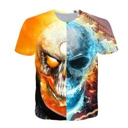 3D T Shirt Herren Totenkopf Druck Horror T-Shirt Lustig Tshirt Männer Casual Kurzarm Shirt Hemden Herren Hemd aus Polyester (Totenkopf1,XL) von LEXAHO