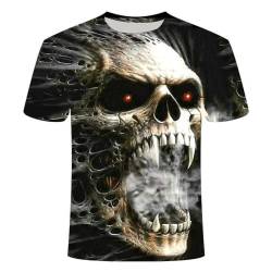 Herren T-Shirt Totenkopf Gothic Skull Kurzarm Männer Sommer Freizeit T-Shirt Herren Rundhalsausschnitt Kurzarm T-Shirts S-6XL (Totenkopf2,XL) von LEXAHO