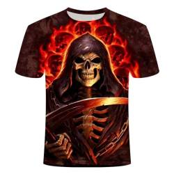 Herren T-Shirt Totenkopf Gothic Skull Kurzarm Männer Sommer Freizeit T-Shirt Herren Rundhalsausschnitt Kurzarm T-Shirts S-6XL (Totenkopf6,6XL) von LEXAHO