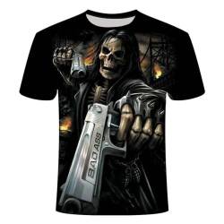 Herren T-Shirt Totenkopf Gothic Skull Kurzarm Männer Sommer Freizeit T-Shirt Herren Rundhalsausschnitt Kurzarm T-Shirts S-6XL (Totenkopf8,L) von LEXAHO