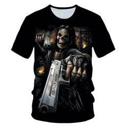 Herren T-Shirt mit Totenkopf Print, 3D Druck Sport Kurzarm Casual Top Rundhals Shirts Männer lustige Geschenke für männer (Totenkopf1,6XL) von LEXAHO