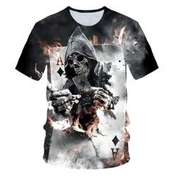 Herren T-Shirt mit Totenkopf Print, 3D Druck Sport Kurzarm Casual Top Rundhals Shirts Männer lustige Geschenke für männer (Totenkopf2,L) von LEXAHO