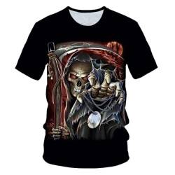 Herren T-Shirt mit Totenkopf Print, 3D Druck Sport Kurzarm Casual Top Rundhals Shirts Männer lustige Geschenke für männer (Totenkopf4,3XL) von LEXAHO