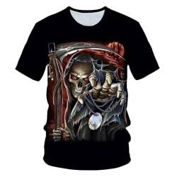 Herren T-Shirt mit Totenkopf Print, 3D Druck Sport Kurzarm Casual Top Rundhals Shirts Männer lustige Geschenke für männer (Totenkopf4,6XL) von LEXAHO