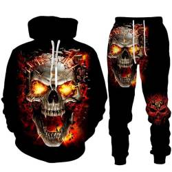 LEXAHO 3D Totenkopf Schädel Hoodie Männer Trainingsanzug Jogging Set Männer Sportanzug Männer Sweatshirt Hosen (Totenkopf 2,L) von LEXAHO