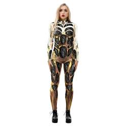 LEXAHO Halloween Kostüm Damen Roboter Overall 3D Print Langarm Roboter Catsuit Perfektes für Mottoparties,Halloween,Weihnachten,oder Karneval (Roboter2,M) von LEXAHO