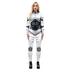 LEXAHO Halloween Kostüm Damen Roboter Overall 3D Print Langarm Roboter Catsuit Perfektes für Mottoparties,Halloween,Weihnachten,oder Karneval (Roboter3,M) von LEXAHO