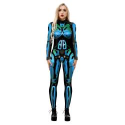 LEXAHO Halloween Kostüm Damen Roboter Overall 3D Print Langarm Roboter Catsuit Perfektes für Mottoparties,Halloween,Weihnachten,oder Karneval (Roboter7,XL) von LEXAHO