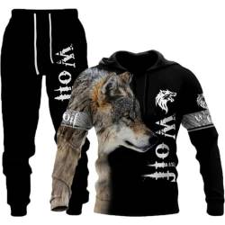 LEXAHO Herren 3D Wolf Jogginganzug Männer Hoodie Sets Männer Hoodies+Sweatpant Anzug Herren Pullover Sweatshirts und hose (wolf10,L) von LEXAHO