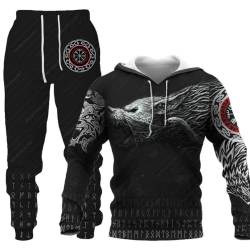 LEXAHO Herren 3D Wolf Jogginganzug Männer Hoodie Sets Männer Hoodies+Sweatpant Anzug Herren Pullover Sweatshirts und hose (wolf12,M) von LEXAHO